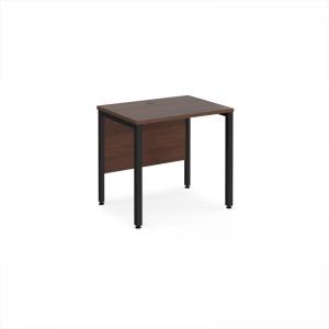 Maestro 25 straight desk 800mm x 600mm - black bench leg frame, walnut