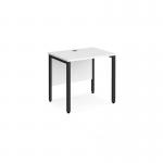 Maestro 25 straight desk 800mm x 600mm - black bench leg frame, white top MB608KWH