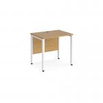 Maestro 25 straight desk 800mm x 600mm - white bench leg frame, oak top MB608WHO