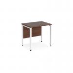 Maestro 25 straight desk 800mm x 600mm - white bench leg frame, walnut top MB608WHW