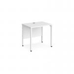 Maestro 25 straight desk 800mm x 600mm - white bench leg frame and white top