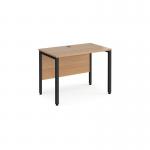 Maestro 25 straight desk 1000mm x 600mm - black bench leg frame and beech top