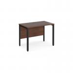 Maestro 25 straight desk 1000mm x 600mm - black bench leg frame and walnut top