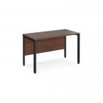 Maestro 25 straight desk 1200mm x 600mm - black bench leg frame and walnut top