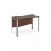 Maestro 25 straight desk 1200mm x 600mm - silver bench leg frame, walnut top MB612SW