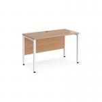 Maestro 25 straight desk 1200mm x 600mm - white bench leg frame and beech top