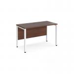 Maestro 25 straight desk 1200mm x 600mm - white bench leg frame, walnut top MB612WHW