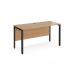 Maestro 25 straight desk 1400mm x 600mm - black bench leg frame, beech top MB614KB