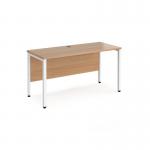 Maestro 25 straight desk 1400mm x 600mm - white bench leg frame, beech top MB614WHB