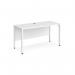 Maestro 25 straight desk 1400mm x 600mm - white bench leg frame, white top MB614WHWH