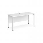 Maestro 25 straight desk 1400mm x 600mm - white bench leg frame and white top