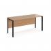 Maestro 25 straight desk 1600mm x 600mm - black bench leg frame, beech top MB616KB