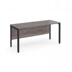 Maestro 25 straight desk 1600mm x 600mm - black bench leg frame and grey oak top