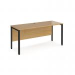 Maestro 25 straight desk 1600mm x 600mm - black bench leg frame and oak top