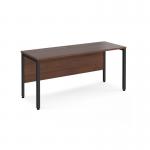 Maestro 25 straight desk 1600mm x 600mm - black bench leg frame and walnut top