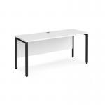 Maestro 25 straight desk 1600mm x 600mm - black bench leg frame and white top