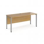Maestro 25 straight desk 1600mm x 600mm - silver bench leg frame, oak top MB616SO