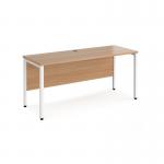Maestro 25 straight desk 1600mm x 600mm - white bench leg frame, beech top MB616WHB