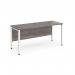 Maestro 25 straight desk 1600mm x 600mm - white bench leg frame, grey oak top MB616WHGO