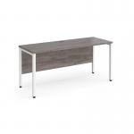 Maestro 25 straight desk 1600mm x 600mm - white bench leg frame, grey oak top MB616WHGO