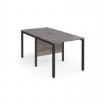 Maestro 25 back to back straight desks 800mm x 1600mm - black bench leg frame, grey oak top MB816BKGO