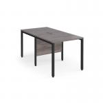 Maestro 25 back to back straight desks 800mm x 1600mm - black bench leg frame and grey oak top