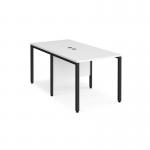 Maestro 25 back to back straight desks 800mm x 1600mm - black bench leg frame, white top MB816BKWH