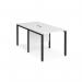 Maestro 25 back to back straight desks 800mm x 1600mm - black bench leg frame, white top MB816BKWH