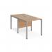 Maestro 25 back to back straight desks 800mm x 1600mm - silver bench leg frame, beech top MB816BSB