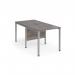 Maestro 25 back to back straight desks 800mm x 1600mm - silver bench leg frame, grey oak top MB816BSGO