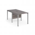 Maestro 25 back to back straight desks 800mm x 1600mm - silver bench leg frame and grey oak top