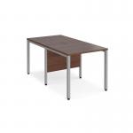 Maestro 25 back to back straight desks 800mm x 1600mm - silver bench leg frame, walnut top MB816BSW