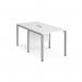 Maestro 25 back to back straight desks 800mm x 1600mm - silver bench leg frame, white top MB816BSWH