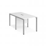 Maestro 25 back to back straight desks 800mm x 1600mm - silver bench leg frame and white top