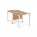 Maestro 25 back to back straight desks 800mm x 1600mm - white bench leg frame, beech top MB816BWHB