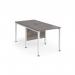 Maestro 25 back to back straight desks 800mm x 1600mm - white bench leg frame, grey oak top MB816BWHGO