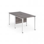 Maestro 25 back to back straight desks 800mm x 1600mm - white bench leg frame and grey oak top
