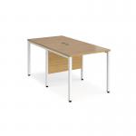 Maestro 25 back to back straight desks 800mm x 1600mm - white bench leg frame and oak top
