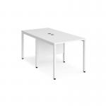 Maestro 25 back to back straight desks 800mm x 1600mm - white bench leg frame, white top MB816BWHWH