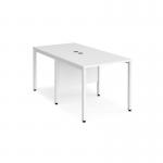 Maestro 25 back to back straight desks 800mm x 1600mm - white bench leg frame and white top