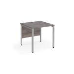 Maestro 25 straight desk 800mm x 800mm - silver bench leg frame and grey oak top