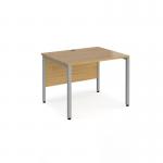 Maestro 25 straight desk 800mm x 800mm - silver bench leg frame and oak top
