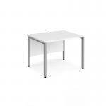 Maestro 25 straight desk 800mm x 800mm - silver bench leg frame and white top