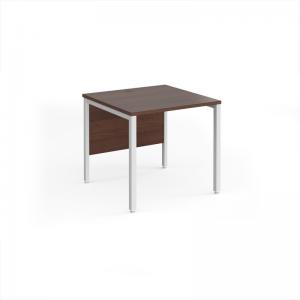Maestro 25 straight desk 800mm x 800mm - white bench leg frame, walnut