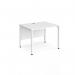 Maestro 25 straight desk 800mm x 800mm - white bench leg frame, white top MB8WHWH