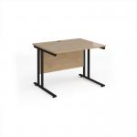 Maestro 25 straight desk 1000mm x 800mm - black cantilever leg frame, Kendal oak top MC10KKO