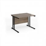 Maestro 25 straight desk 1000mm x 800mm - black cantilever leg frame, Nebraska oak top MC10KNO