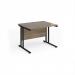 Maestro 25 straight desk 1000mm x 800mm - black cantilever leg frame, Nebraska oak top MC10KNO