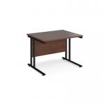 Maestro 25 straight desk 1000mm x 800mm - black cantilever leg frame, walnut top MC10KW