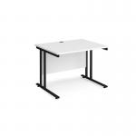 Maestro 25 straight desk 1000mm x 800mm - black cantilever leg frame, white top MC10KWH
